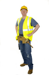 Standing confident construction worker