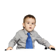 portrait of a little boy isolated on white