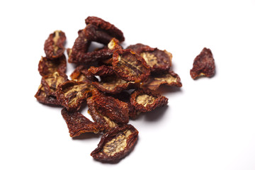 sun-dried tomatoes with olive oil, isolated on white