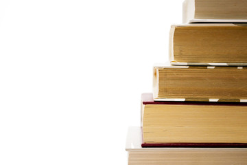 stack of books on a white background