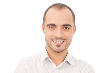 Obraz premium Handsome smiling man. Isolated over white background.