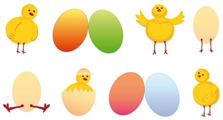 Set of easter chicken and egg