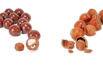 hazelnuts in shell, and chocolate