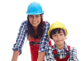 kids in construction workwear