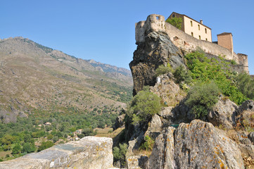 Fototapeta na wymiar Castle on Corsica Cliff