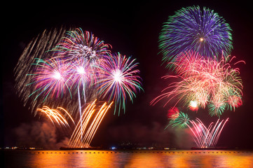 Colorful fireworks over dark sky