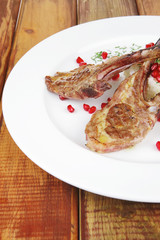 barbecued ribs served with rice