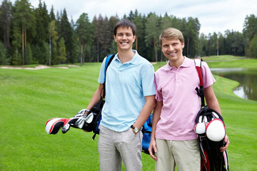 Two golfers on the golf course