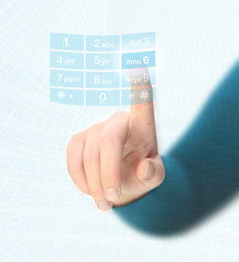 woman hand pressing digital button