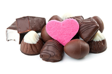 chocolate candy and pink heart