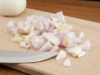 The cut onions