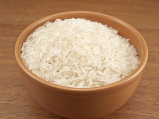Crude rice in a plate