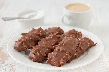 chocolate cookies with a cup of coffee