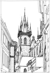 Fototapeta premium Prague, Czech Republic - a vector sketch