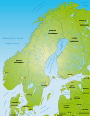 Skandinavien als Übersichtskarte
