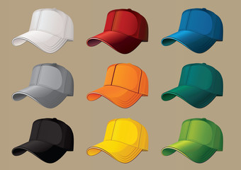 Baseball caps.