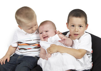 Children posing for family photo