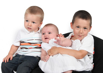 Children posing for family photo