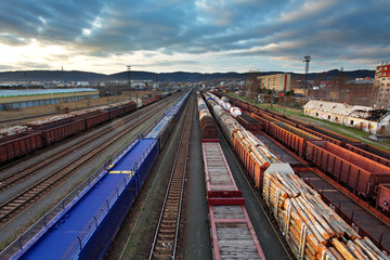 Fototapeta premium Cargo Station with trains