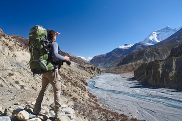 Lone trekker  looking into the distance