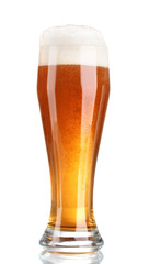 beer in a glass isolated on white