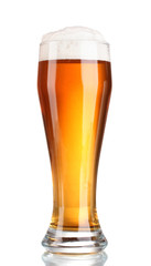 beer in a glass isolated on white