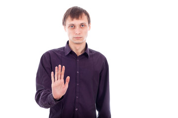 Fototapeta premium Serious man gesturing stop sign