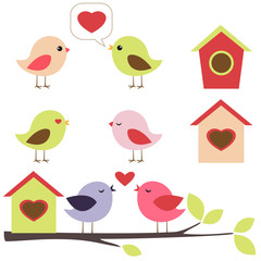 Birds in love vector set