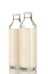 Two bottle of milk isolated on white