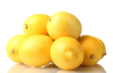 ripe lemons isolated on white