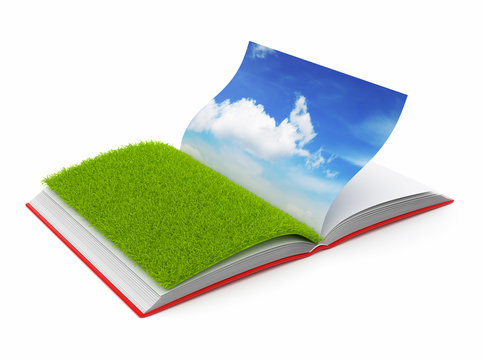 Book of  nature 3D. Photo album. Isolated on white background