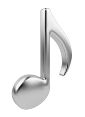 Metallic music note 3D. Icon isolated on white background