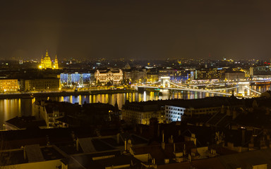 Fototapeta premium Budapest night view from Fisherman's Bastion