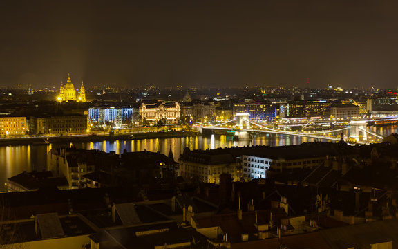 Budapest night view from Fisherman's Bastion
