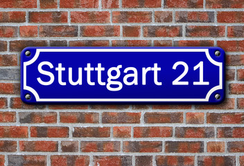 Fototapeta na wymiar Ulicy znak Stuttgart 21