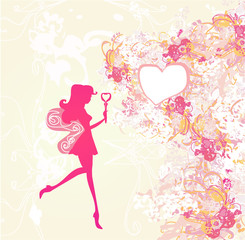 Obraz na płótnie Canvas floral background with a beautiful fairy