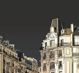 Afwasbaar Fotobehang Illustratie Parijs Parijs - Gevels