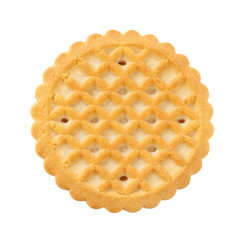close-up golden cookies isolated on white.