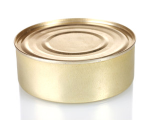 Tin with food isolated on white