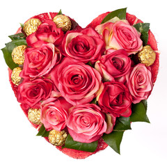 composition of Roses in the shape of heart