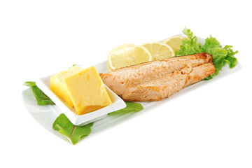 salmon steak and butter