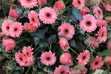mixed pink flower arrangement
