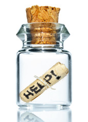 tiny bottle with help message