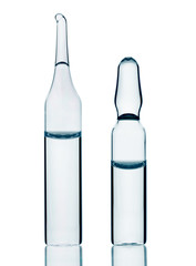 big and small medical ampules isolated on white