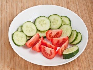sliced tomatoes and cucumbers