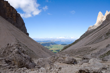 Langkofelkar mit Blick auf die Seiser Alm - Dolomiten - Alpen