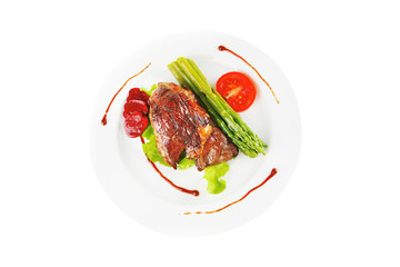 roast meat served on plate