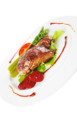 served roasted beef meat
