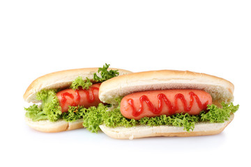 tasty hot dog isolated on white