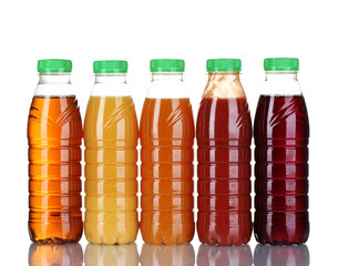 Bottles with juice isolated on white